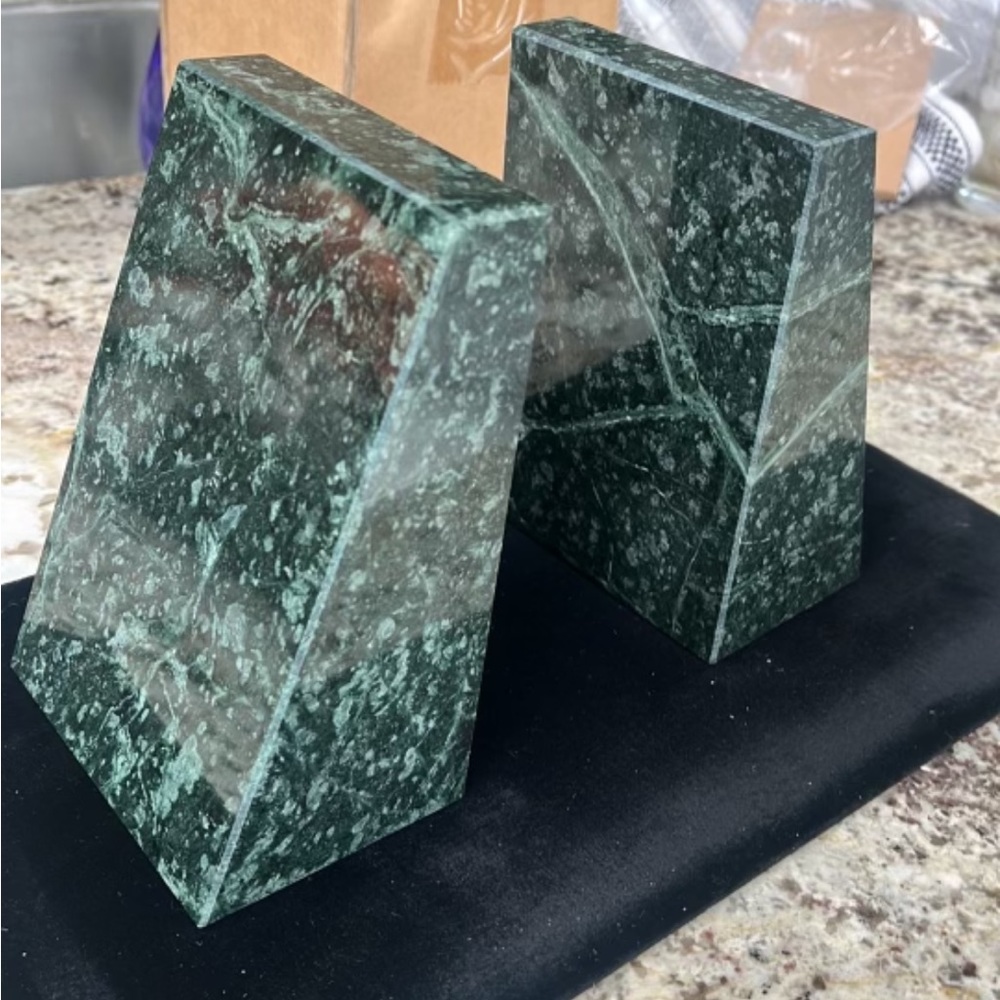 New Stunning Viking Green Marble Maul Book Ends.  Weight is 4 pounds each.